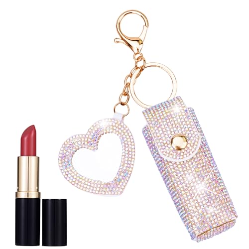 Fantasyon Lipstick Holder Keychain with Mirror & Diamond