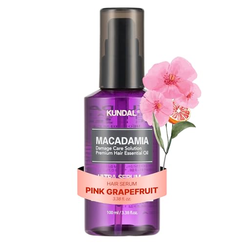 KUNDAL Macadamia Hair Serum, Pink Grapefruit, 3.38 Fl Oz