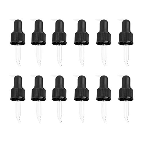 Small Essential Oil Dropper Tops ? 6?Pack Bent Glass & Rubber Bulbs ? Fits 5ml Bottles (Boston Round 18/415) ? Leak-Proof & Reusable ? Great for Thicker Oils & DIY Blends