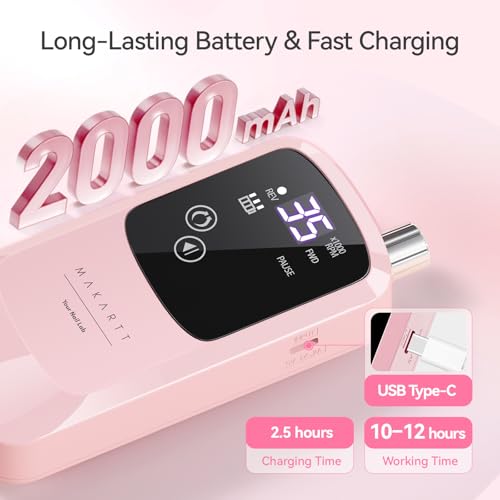 Makartt Rechargeable Nail Drill for Beginners - 35000RPM E-File Kit