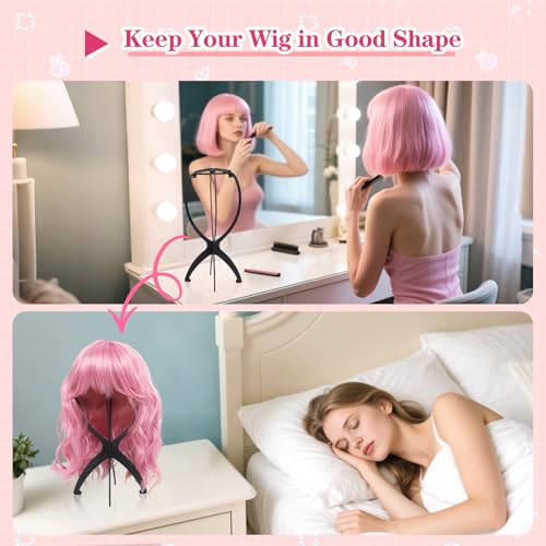 Portable Wig Stand Holder 2 Pack, Collapsible Tripod for Wigs and Drying