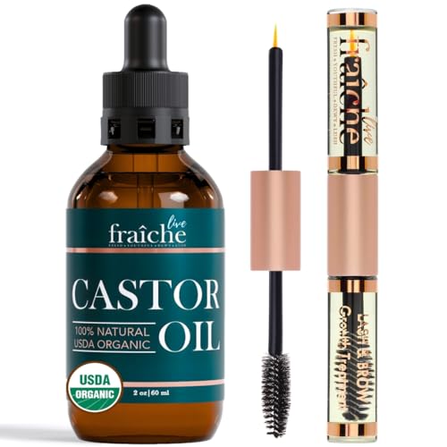Organic Castor Oil Eyelash & Eyebrow Growth Serum - Nourishing Natural Lash & Brow Enhancer