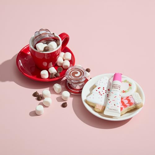 TONYMOLY Frosted Sugar Cookie Lip Gloss Key Chain ? Hydrating Non-Sticky Gloss with Soft Apricot Tint & Golden Shimmer, Limited Edition Holiday Korean Lip Balm