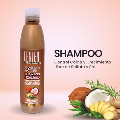 Rose Jolie Lenier Crece Más Hair Growth Bundle - Sulfate & Paraben Free Shampoo & Treatment for Thinning Hair