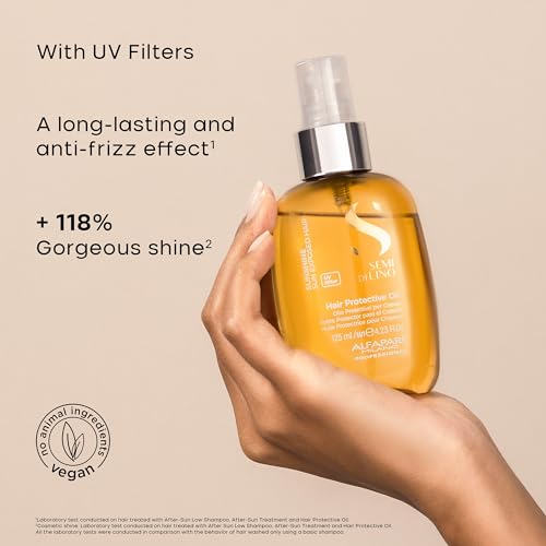ALFAPARF MILANO Semi di Lino Sunshine Protective Hair Oil - Two-Phase Spray Oil Serum with UV Filters for Sun Exposed Hair Protection - For Shiny, Soft, Disciplined, and Protected Hair