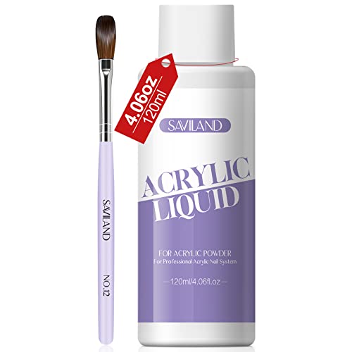 SAVILAND 4 oz Acrylic Monomer Liquid with #12 Brush