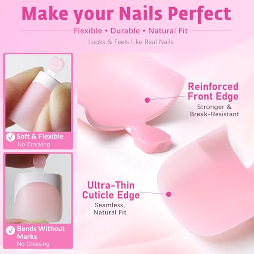 Toe Nail Press ons - 150pcs on Toenails for Women, French Tip Nails