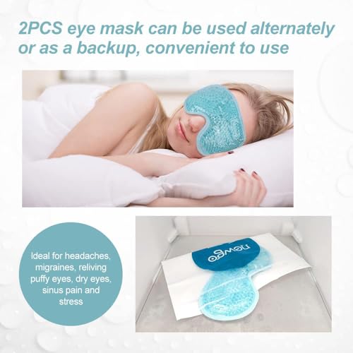 NEWGO Cooling Eye Mask for Puffy Eyes, Cold Eye Mask Eye Ice Pack for After Eyes Surgery, Tension Stress Relief, Itchy Eyes, Headaches, Dark Circles - Blue (Blue-2Pack)