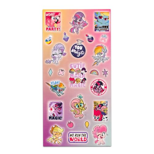 My Little Pony Hair Scrunchies for Girls Set - Bundle with 6 MLP Elastic Hair Accessories Plus Stickers, More | My Little Pony Hair Ties for Girls, Kids