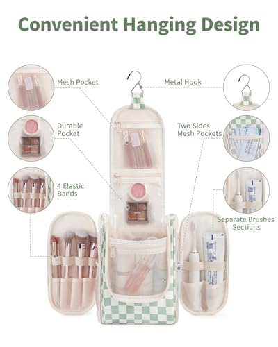 Narwey Hanging Travel Toiletry Bag - Mint Green Organizer