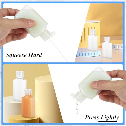 CYEAH 100 PCS 2 Oz Empty Hand Sanitizer Bottles, Clear Refillable Flip-Top Bottles, Plastic Travel Size Bottle with Flip Cap, Refillable Hand Sanitizer Holder for Travel, Business Trip and Camping