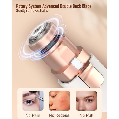Eyebrow & Facial Hair Removal for Women: 2 in 1 Rechargeable Eyebrow Trimmer & Face Shaver, Painless Electric Facial Eye brow Razors Epilator with Built-in LED Light -Perfect for Face, Lips & Body