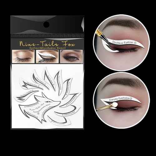 Eyeliner Stencil and Eyeshadow Stencil Stickers, 12 Pairs Reusable Eyeliner Template Stickers for Perfect Fox Eye, Easy to Apply & Remove