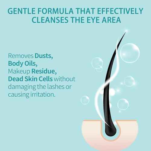 600ml Lash Shampoo Bulk, Eyelash Cleanser for Extensions, Safe Makeup Remover, Non-irritating or Burning Formula Eyelid Foaming Cleanser Best for Professional Salon and Home Use (Unscented)