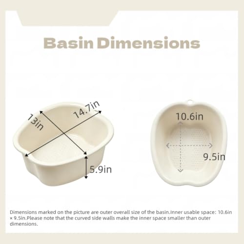 Foot Soaking Tub with Massage Points - Large White Foot Bath for Pedicure & Exfoliation - Home Spa Accessory