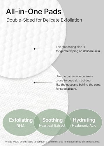 Celimax Heartleaf BHA Peeling Pads | Double-Sided Exfoliating Toner Pads (60 Count)