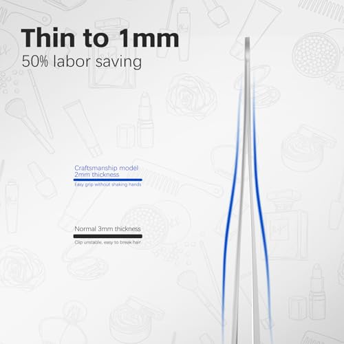 Pointed Tweezers for Women Facial Hair, High Precision Eyebrow Tweezers for Eyebrows, Ingrown Hair, Splinters, No Gaps and Perfectly Aligned