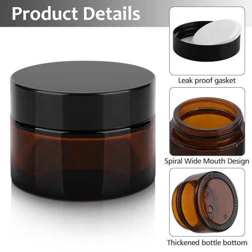 Accmor 1 oz Amber Glass Jars with Lids, 4-Pack