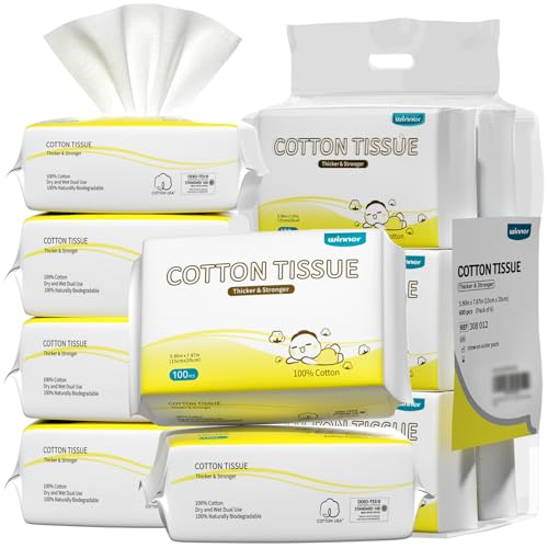 Winner 100% Cotton Baby Wipes, 600 Count, Hypoallergenic Dry
