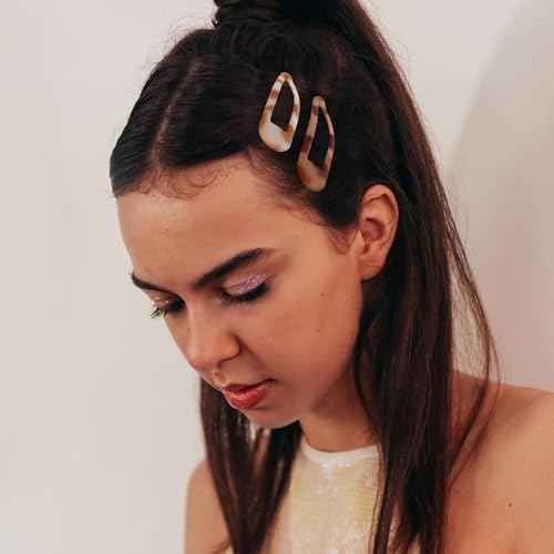 Small Hair Barrettes For Women No Slips Metal Snap Clips For Thin And Fine Hair,Matte Black Tortoiseshell,20 PCS,1.97 x 0.5 Inch.