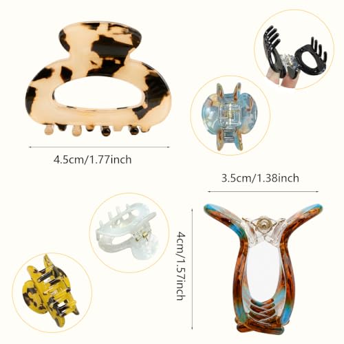 LÉ ÉCLAT Small Claw Hair Clips Set - Assorted Tortoiseshell Non-Slip Hair Accessories for Women