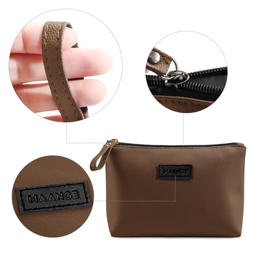 MAANGE Small PU Leather Makeup Bag for Travel & Purse