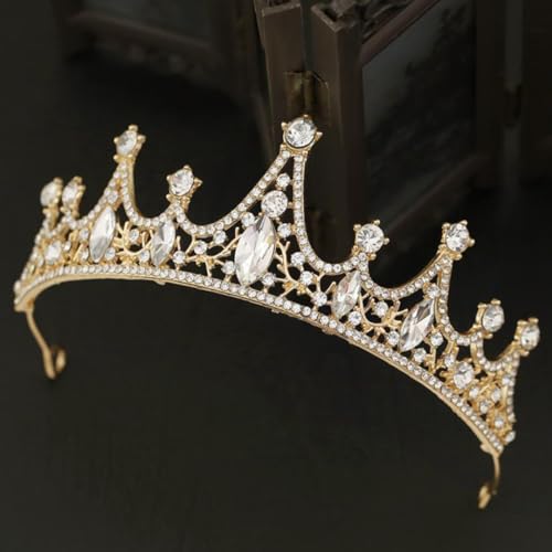 WOVOWOVO Gold Crystal Tiaras Crown Headbands for Women Girls Kids Birthday Princess Crowns Party Scene Hair Accessories for Bridal Wedding Prom Parties Festival Gifts