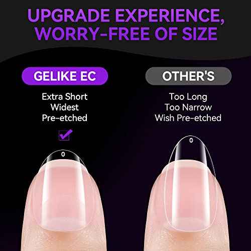 Gelike EC Nail Tips Almond for Salon: Almond Short Soft Gel Nail Tips for Manicure 240 Pcs 18 Sizes