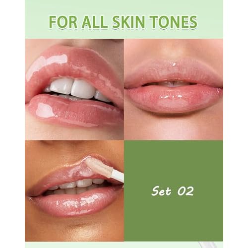 Brown Lip Liner Waterproof Lip Kit with Lips Oil Gloss Plumper Jelly Lips Balm Clear Shimmer Combo,Moisturizing Lipstick Tinted Lipoil Lightweight Non Sticky Liquid Lipstick Women Makeup Gift-Set 02