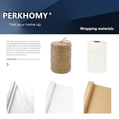 PerkHomy Brown Kraft Paper Roll 17.5x100 Inches for Gift Wrapping & Crafts, 70GSM 50LB