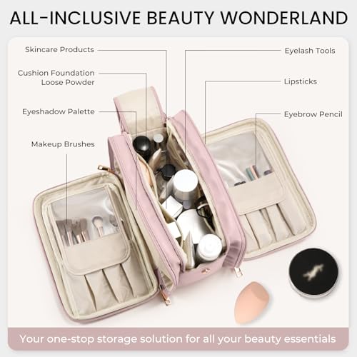 HauteHues Travel Makeup Bag Large Capacity Waterproof Organizer