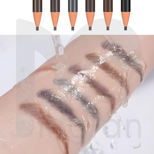 6-Pack 2mm Ultra-Thin Eyebrow Pencil with Brush Waterproof