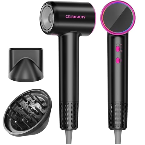 Dark High-Speed Ionic Hair Dryer with Diffuser - CELEBEAUTY, Fast-Drying, Quiet, Lightweight