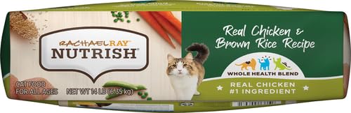 Rachael Ray Nutrish Premium Natural Dry Cat Food with Added Vitamins, Minerals & Other Nutrients, Real Chicken & Brown Rice Recipe, 14 Pound Bag