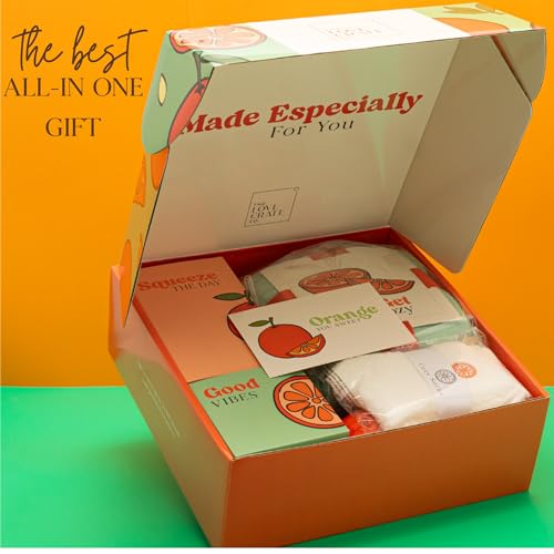 The Love Crate Co. Self Care Package for Women. Thinking of You Self Care Kit. Orange Fruit Themed Birthday Box for Woman, Get Well Soon Gift Basket for Women After Surgery, Spa Gifts for Women