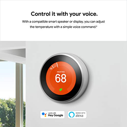 Google Nest Learning Thermostat - Programmable Smart Thermostat for Home - 3rd Generation Nest Thermostat - Works with Alexa - Copper