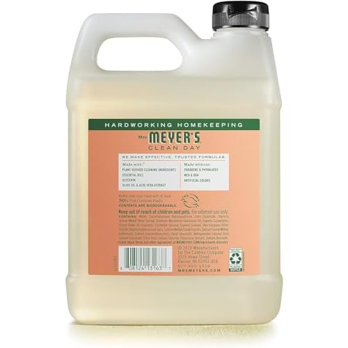 Mrs. MEYER'S Clean Day Organic Geranium Scent Liquid Hand Soap Refill, Vegan, 33 Ounces (Pack Of 3)