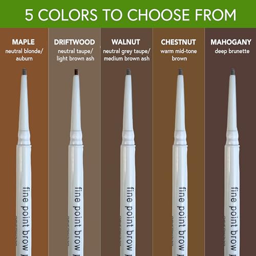 Honeybee Gardens Fine Point Brow Pencil, Walnut, Long-Lasting Eyebrow Definition, Vegan, Cruelty-Free Beauty