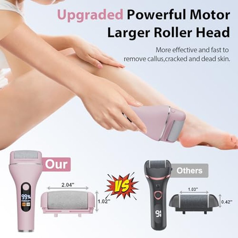 AdamPark Electric Callus Remover - Rechargeable Foot File with 9 Roller Heads
