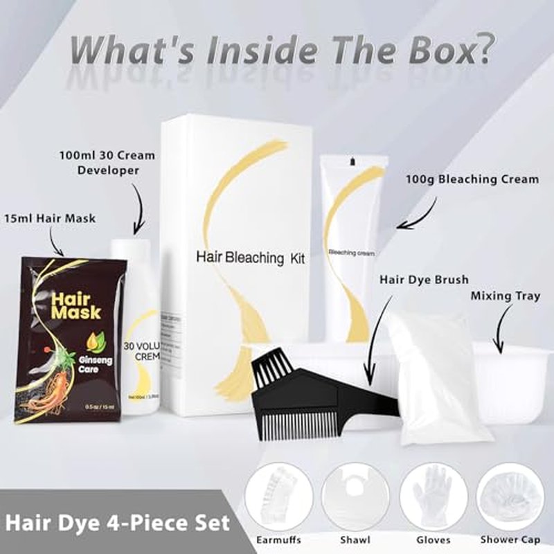 Ammonia-Free Hair Bleach Cream Kit - Lifts 8 Levels