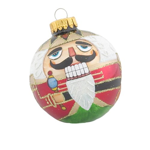 Kurt Adler Nutcracker Design Glass Christmas Ball Ornament, 65mm, Set of 4