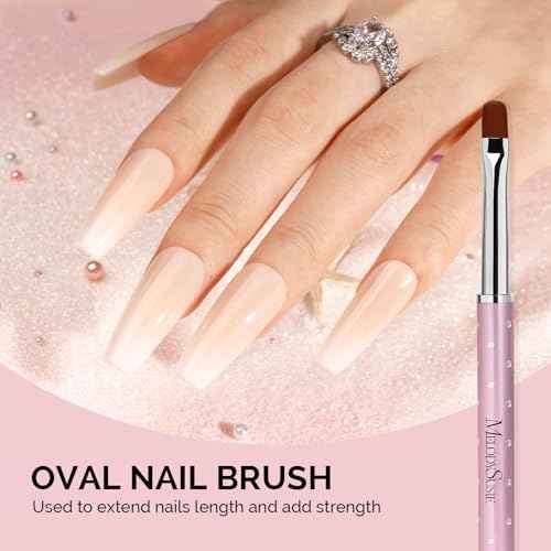 MelodySusie 6pcs Nail Art Brushes Set, Professional Pen Nail Gel Brush, Nail Extension and Builder Brush, Liner Brush 3 Sizes, Fashion Design for Home DIY Salon Use, Rose Gold