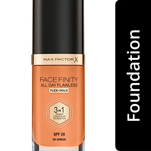 Max Factor Facefinity 3-in-1 All Day Flawless Liquid Foundation, SPF 20-90 Amber, 30 ml