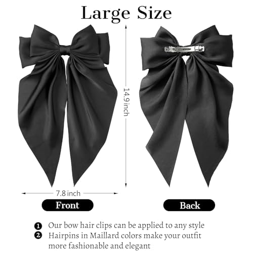 LASPERAL Hair Bow Clips 3PCS Large Ribbon Bow Hair Clips Ribbon Hair Clips Bowknot With Long Tail Tassel Bowknot Hair Clips Hair Barrettes with Bow Accessories Cute Aesthetic Hair Accessories