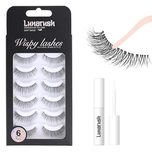 Naked Strip Lashes Multipack,Looks So Natural,Long-Lasting False Eyelashes with Invisiband for Seamless Blend,Easy to Apply,Reusable Strip Lashes,Glue On,6 Pairs,Eyelash glue,1-Pack