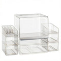 Makeup Organizer for Vanity With Lid, Stackable Cosmetics Organizer and Storage,Dustproof Clear Acrylic Makeup Organizer (Large + Drawer box + Lipstick Organizer)