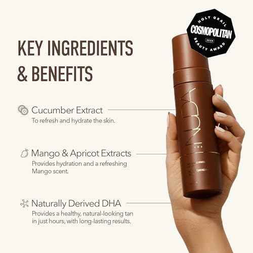 Nuda Self Tanning Mousse | Lightweight Sunless Tanning Lotion | Cruelty Free Body Self Tanner Mousse with Natural Ingredients | Bronzing Lotion at Home (190mL, Ultra Dark)