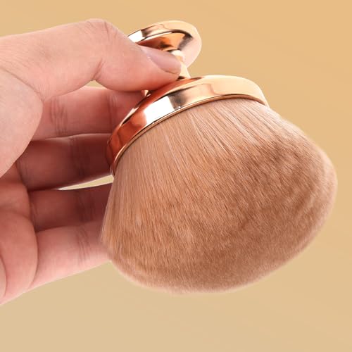 Extra Large Body Makeup Brush for Self Tanner, 3.54 Inch Big Wide-Headed Tan Oval Brush Bronzers Blend Self Tanning Applicator with Drawstring Bag for Face Neck Back Legs & Dry Use (Gold)
