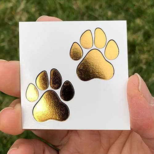 Metallic Gold Paw Print Temporary Tattoos - 20 Pack