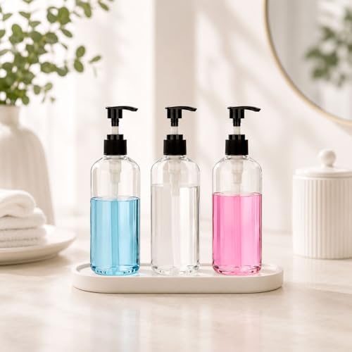 3 Pack 10oz Pump Bottles | Clear Refillable Dispensers